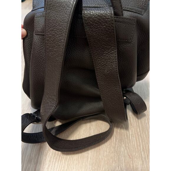 Eddie Bauer Backpack Pebbled Leather Brown Rucksack Drawstring Bag Vintage 90s - Picture 3 of 13